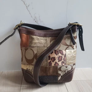 Coach Handtasche Leder Canvas Signatur Patchwork Schulterhandtasche F0773 -11497 Y2K - Bild 1 von 11