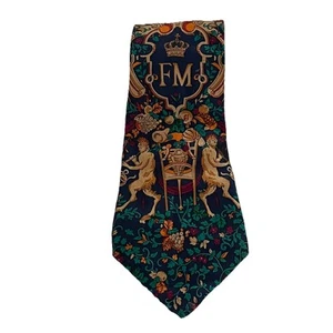 Corbata de seda con logotipo estampado de monograma Moschino para hombre multicolor vintage usada - Imagen 1 de 8