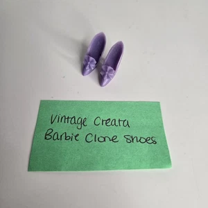 Vintage Creata Barbie Clone Purple Flower Shoes Heels Doll Size - Picture 1 of 2