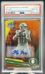 2023 BOWMAN U CHROME BO NIX ORANGE SHIMMER AUTO /25 PSA 10 Broncos Oregon - Picture 1 of 2