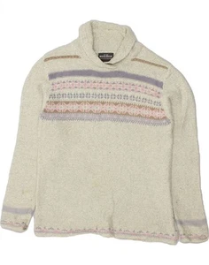 Woolrich Damen Pullover Pulli mit Schalkragen UK 10 Small grau gestreift Baumwolle AY20 - Bild 1 von 4