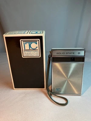 VINTAGE ITC POCKET TRANSISTOR AM  RADIO SOLID STATE 8 MODE P410 WITH BOX - Image 1 of 4