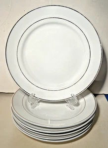 Set of 6 Gibson Everyday China White with Gold Trim - Salad/Dessert Plates 6" - Picture 1 of 2