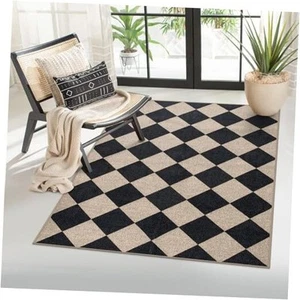 Checkered Easy Jute 3x5 Outdoor Patio Rug, 3' X 5' Black/Checkerboard -2 - Picture 1 of 7