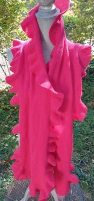 Isaac Mizrahi 100% Cachemira Volantes Rosa Bufanda Nueva 11" Ancho 35" Largo Foto 1 de 4