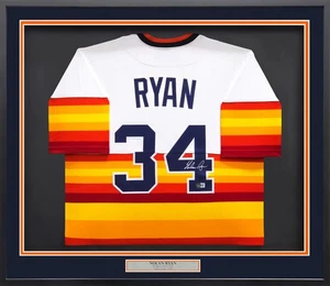Astros Nolan Ryan Auto Framed White Nike Cooperstown AUTH Collection Jersey BAS - Picture 1 of 5