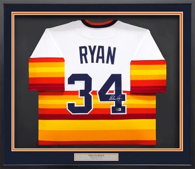 Astros Nolan Ryan Auto Framed White Nike Cooperstown AUTH Collection Jersey BAS - Image 1 of 4