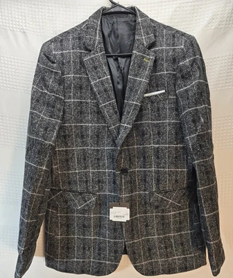 NOVO par adequado cinza janela xadrez blazer tweed jaqueta casaco esportivo XL A750 - Imagem 1 de 4