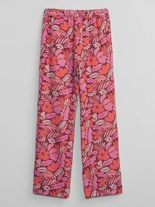 Gap Kids Beachy Wide Pants Pink Girls Sz 10 L Cotton Pull On Pockets Flowy Girly - Picture 1 of 9