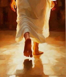 FOTO IMAGEN DE JESUCRISTO ARTE CRISTIANO 5X7 - AGUJERO EN LOS PIES - Imagen 1 de 1