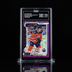 2018-19 OPC Platinum Marquee Rookie EVAN BOUCHARD Violet Pixels Card# TAG 7.5