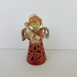 Vintage Ceramic Christmas Angel with Harp 4.5" Ornament Germany? - Picture 1 of 8
