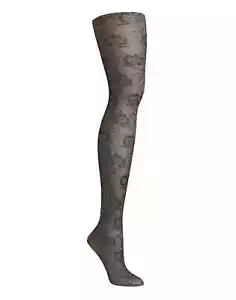 Hanes Fashion Tights Comfort Waist FLORAL LACE Control Top HFT037, Black, TALL - Picture 1 of 1