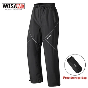 WOSAWE Unisex Motorcycle Rain Trousers Side Zipper Pockets Quick Dry Reflective - Picture 1 of 13
