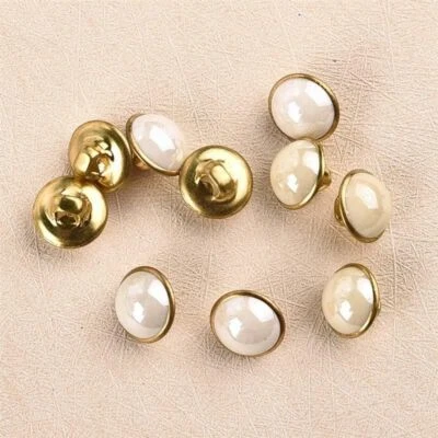 50pcs/set White Black Pearl Buttons 10mm Metal Shank Pearls Button Sewing Crafts - Image 1 of 4