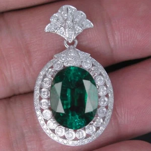 1.40Ct 100% Natural Green Emerald IGI Certified Diamond Pendant In 14KT Gold - Bild 1 von 1