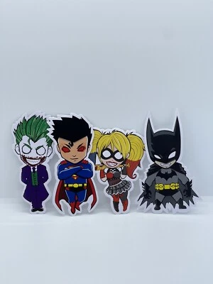 DC Comics Gift 4 Stickers Set Joker Batman Superman Harley Quinn Laptop Decal - Image 1 of 4
