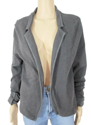 Maison Scotch Slub Dark-Gray Cotton-Blend Knit Blazer Jacket Size 4 - Image 1 of 4