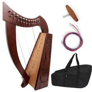 Celtic Irish 12 String Harp Solid Wood Traditional With Tuning Key Wrench & Bag - Picture 1 of 4