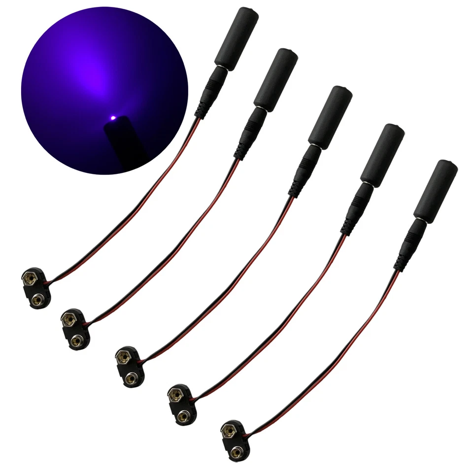 blacklight LED 405nm violet 9V micro effects lights for props scenery MELBL-5P - Image 1 of 1