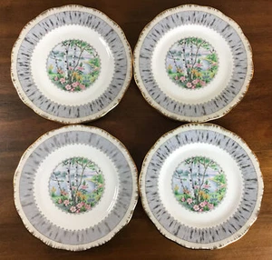 SET OF 4 ROYAL ALBERT BONE CHINA SILVER BIRCH BREAD & BUTTER SIDE PLATES 6.25" - Picture 1 of 9