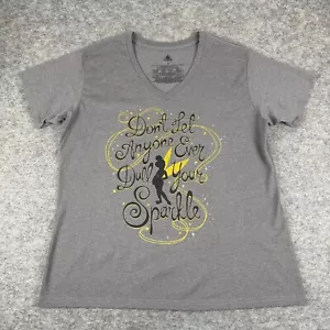 Disney Store T-Shirt Tee Tinker Bell V-Neck Gray Womens 2XL XXL - Picture 1 of 8