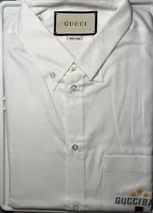 Brand new Gucci Men's Embroidered Logo Long Sleeve White Shirt (Size 40) - Picture 1 of 6
