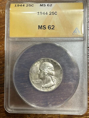 1944-P Washington 90% Silver Quarter ANACS Graded MS 62 - Image 1 of 4