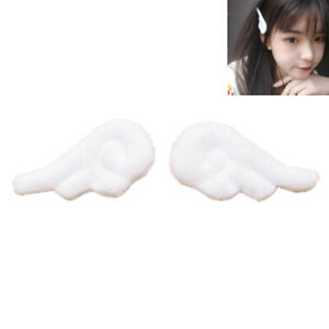 1Pr White Plush wing Hairpins Lolita Girls Anime Cosplay Hair Accessories