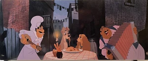 Raro folleto de arte de animación de Disney Studios de la década de 1990 - Lady & The Tramp Moonlight - Imagen 1 de 11