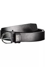 Tommy Hilfiger Elegant Black Leather Belt with Metal Women's Buckle Authentic