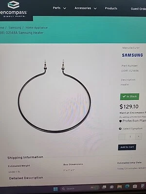 三星洗碗机加热器部件 # DD81-02148A — 第 1/3 张图片