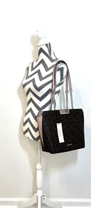 NUEVO CALVIN KLEIN Bolso de Mano de Cuero Marrón y Rosa Logo Cartera Bolso Cartera Nuevo con Etiquetas - Imagen 1 de 7