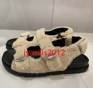 ZARA NEU DAMEN FLACHE SANDALEN MIT SCHNALLEN UND FELLGEFÜTTERTEN RIEMCHEN BEIGE 36-41 3602/610 - Bild 1 von 3