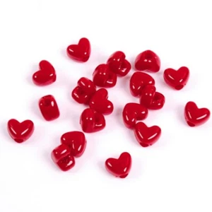 Red Heart shaped Pony Beads 100pc made USA crafts hair jewelry bling - Picture 1 of 1