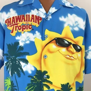 Hawaiian Tropic SunTan Lotion Oil Shirt Sun Clouds Sunglasses Men's Large - Picture 1 of 7