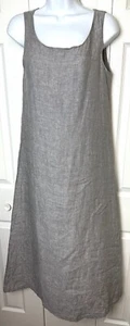 Nuevo CHALET 100% Lino Maxi Vestido Sin Mangas Gris Cuello Redondo Ligero Talla XS NUEVO SIN ETIQUETAS - Imagen 1 de 9