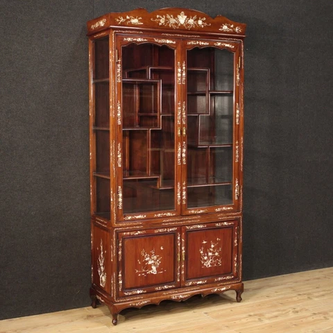 Great vitrine oriental inlaid display cabinet antique style mother of pearl 900 Cover