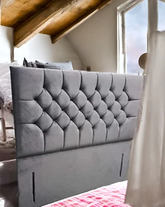 Luxury ATN Floor Standing Headboard Plush Fabric Single Double King Super king - Picture 1 of 18