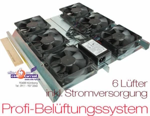 BELÜFTUNFSSYSTEM FÜR 19" 48CM SERVERSCHRANK 6x STARKE LÜFTER + STROMVERSORGUNG - Bild 1 von 1