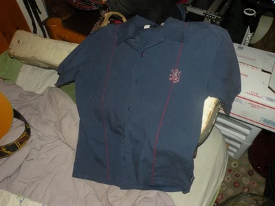 Vintage FILTER Blue Medieval Lion Button Front Shirt Mens Small Made In USA Cool - Image 1 of 4