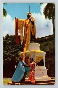 Hawaii HI-Hawaii, Kamehameha Estatua Vintage Souvenir Postal - Imagen 1 de 2