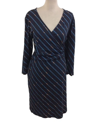 Boden женское платье размер 14R темно-синий в полоску v-образным вырезом карманы 3/4 рукав б/у F1 - Изображение 1 из 4