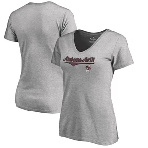 Women's Heathered Gray Alabama A&M Bulldogs American Classic V-Neck T-Shirt - Picture 1 of 3