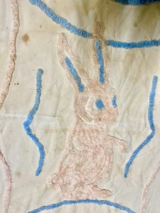 64" x 43" Vintage HASE KANINCHEN Chenille KINDER Kind Tagesdecke - Bild 1 von 6