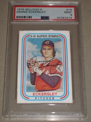 Tarjeta de novato 1976 Kellogg's #19 Dennis Eckersley - Indians HOF PSA 9 Foto 1 de 2