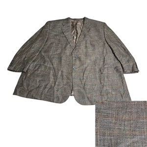 Jack Victor 56 PR Viscose Bamboo Mens Blazer Suit Jacket Sport Coat Check Brown - Picture 1 of 12
