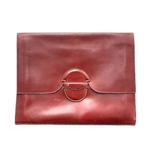 HERMES Faubourg Clutch Bag 〇J Bordeaux Box Calf Men's Clutch Bag #Ok2564 - Picture 1 of 9