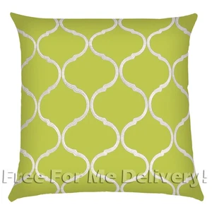 CASA EMBROIDED TRELLIS LIME GREEN DESIGN PILLOW CUSHION 45x45cm *FREE DELIVERY** - Picture 1 of 3