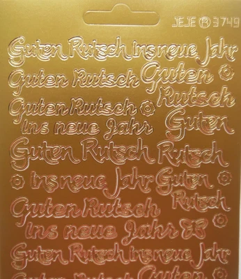 Sticker Bogen Guten Rutsch ins neue Jahr, gold, Konturensticker, HobbyFun - Bild 1 von 2